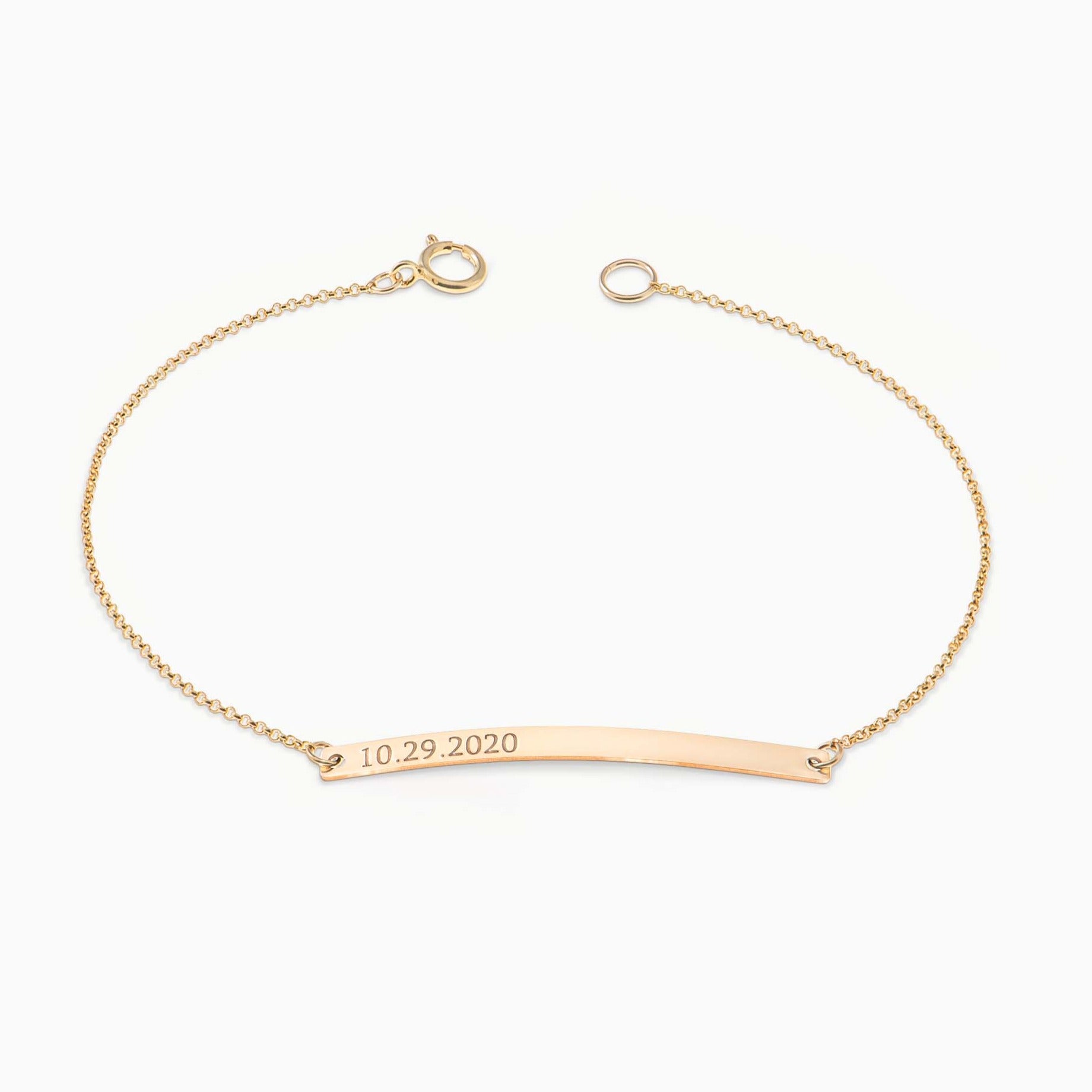 Skinny Long Personalized Gold Bar Bracelet