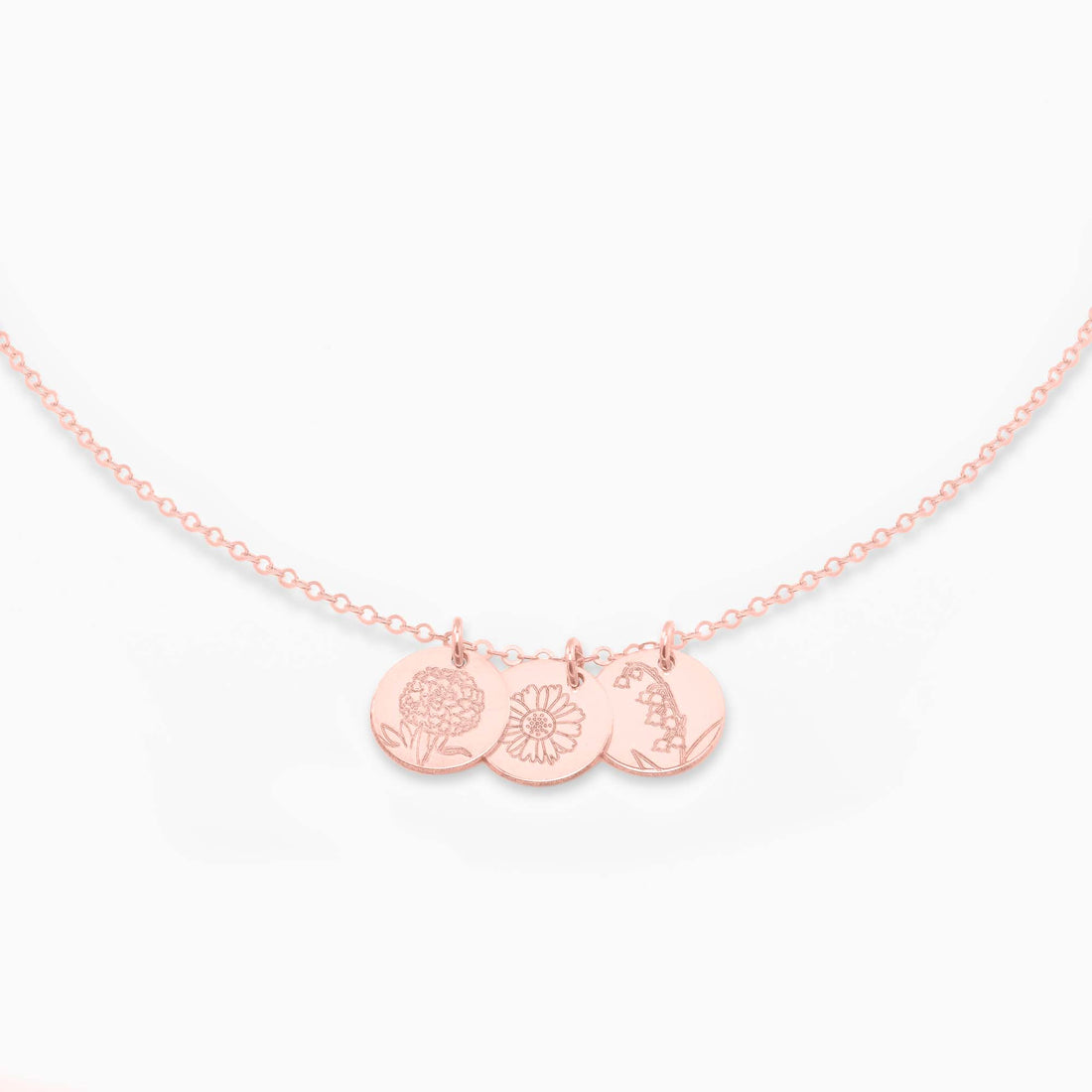 Birth Flower Disc Necklace