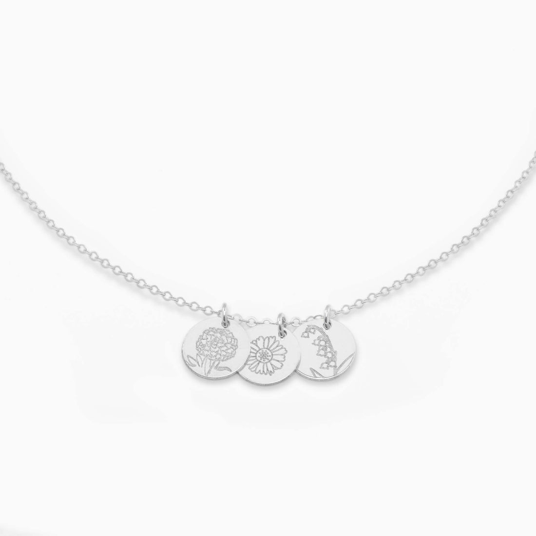 Birth Flower Disc Necklace