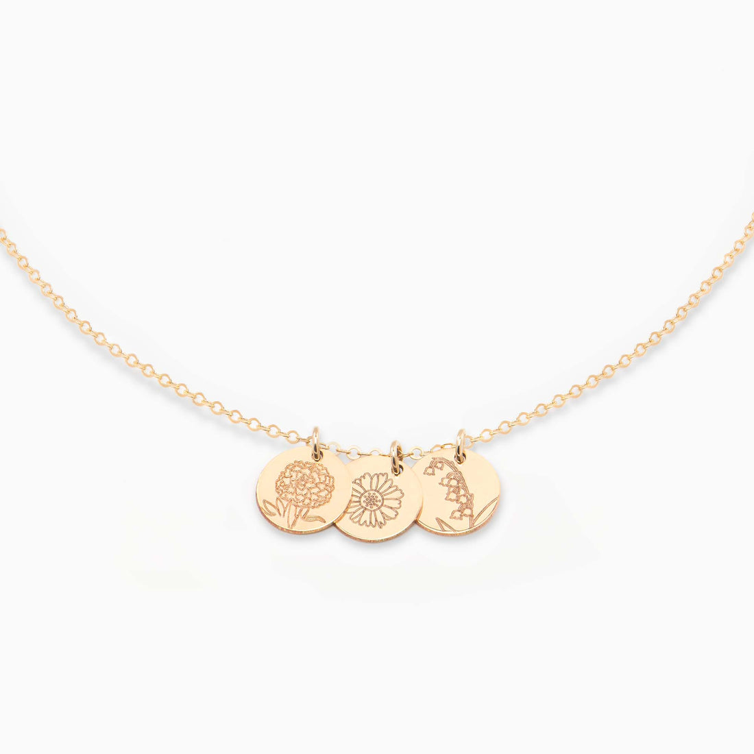 Birth Flower Disc Necklace