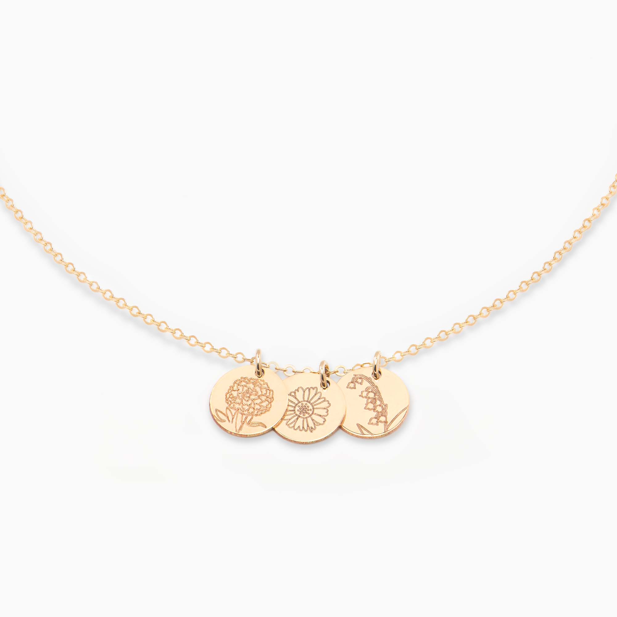 Birth Flower Disc Necklace