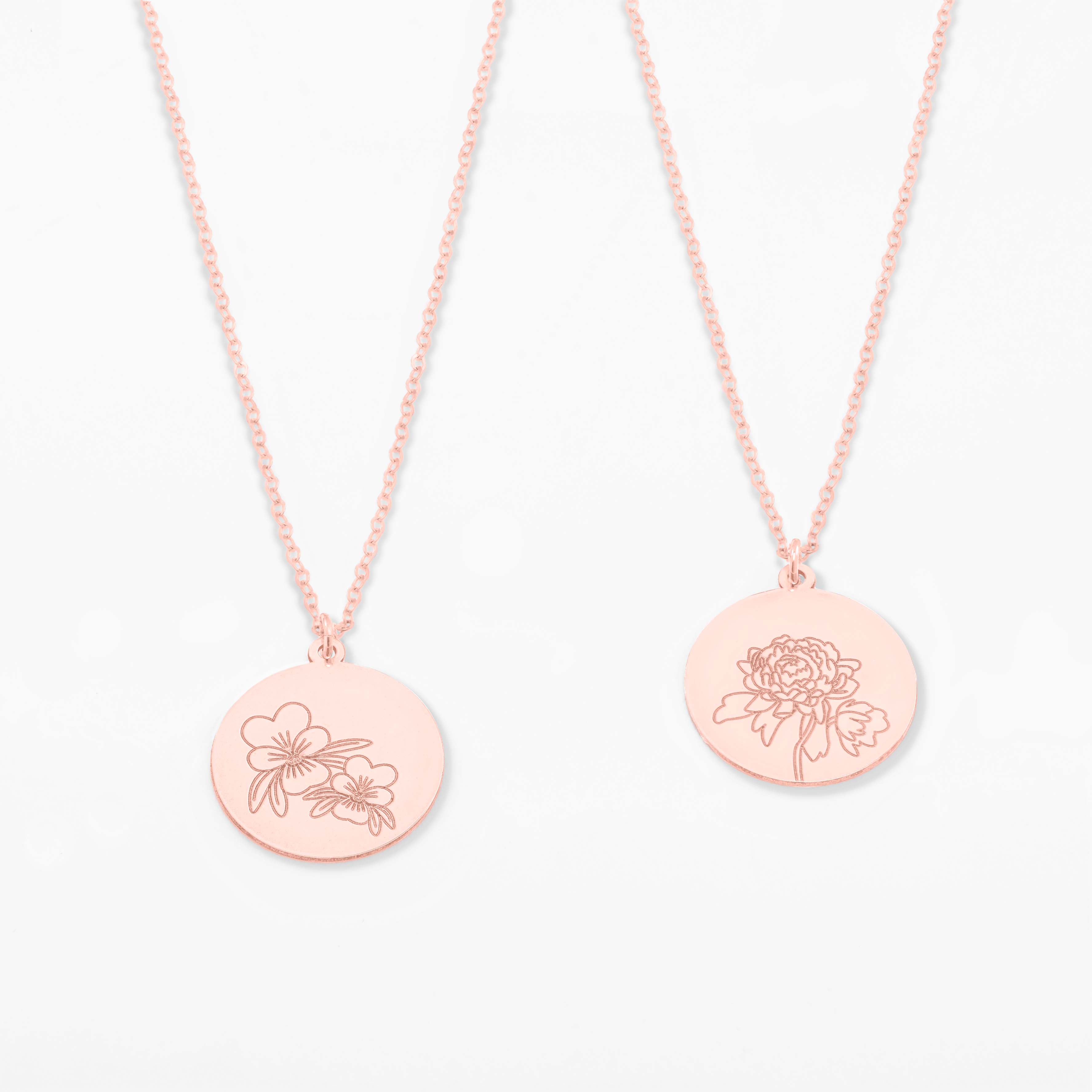 Birth Flower Disc Necklace