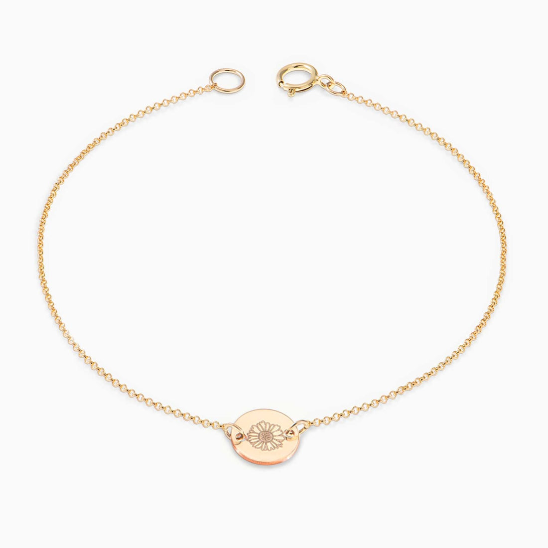 Birth Flower Disc Bracelet