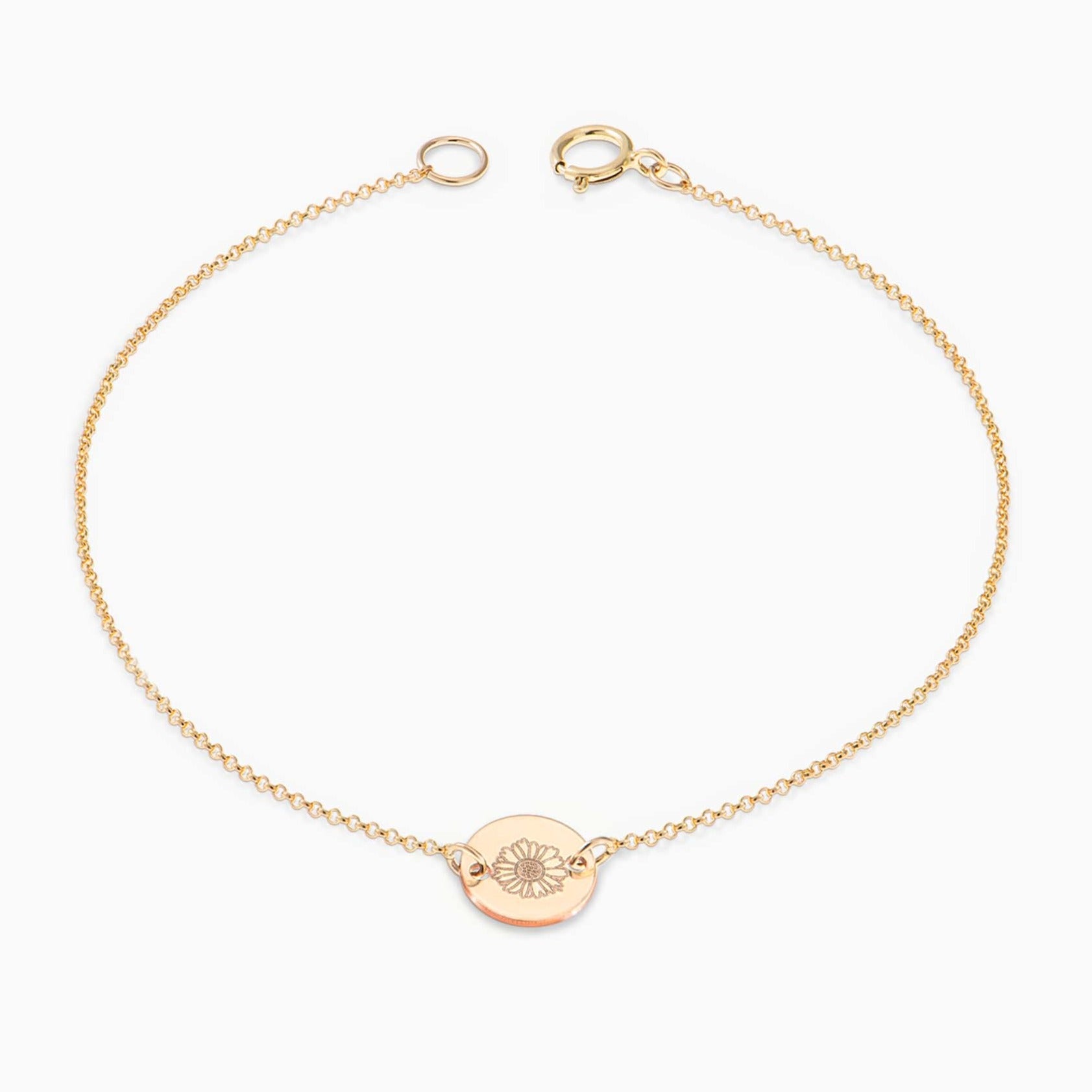 Birth Flower Disc Bracelet