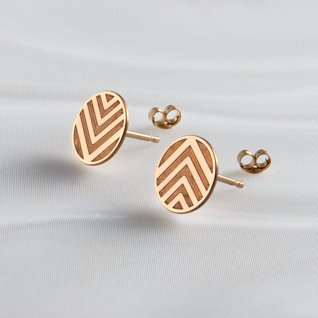 Chevron Disc Stud Earrings
