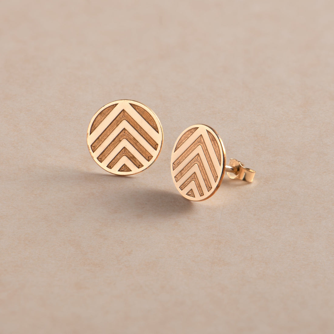 Chevron Disc Stud Earrings