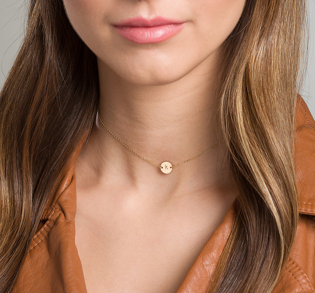 Initial Disc Pendant Necklace