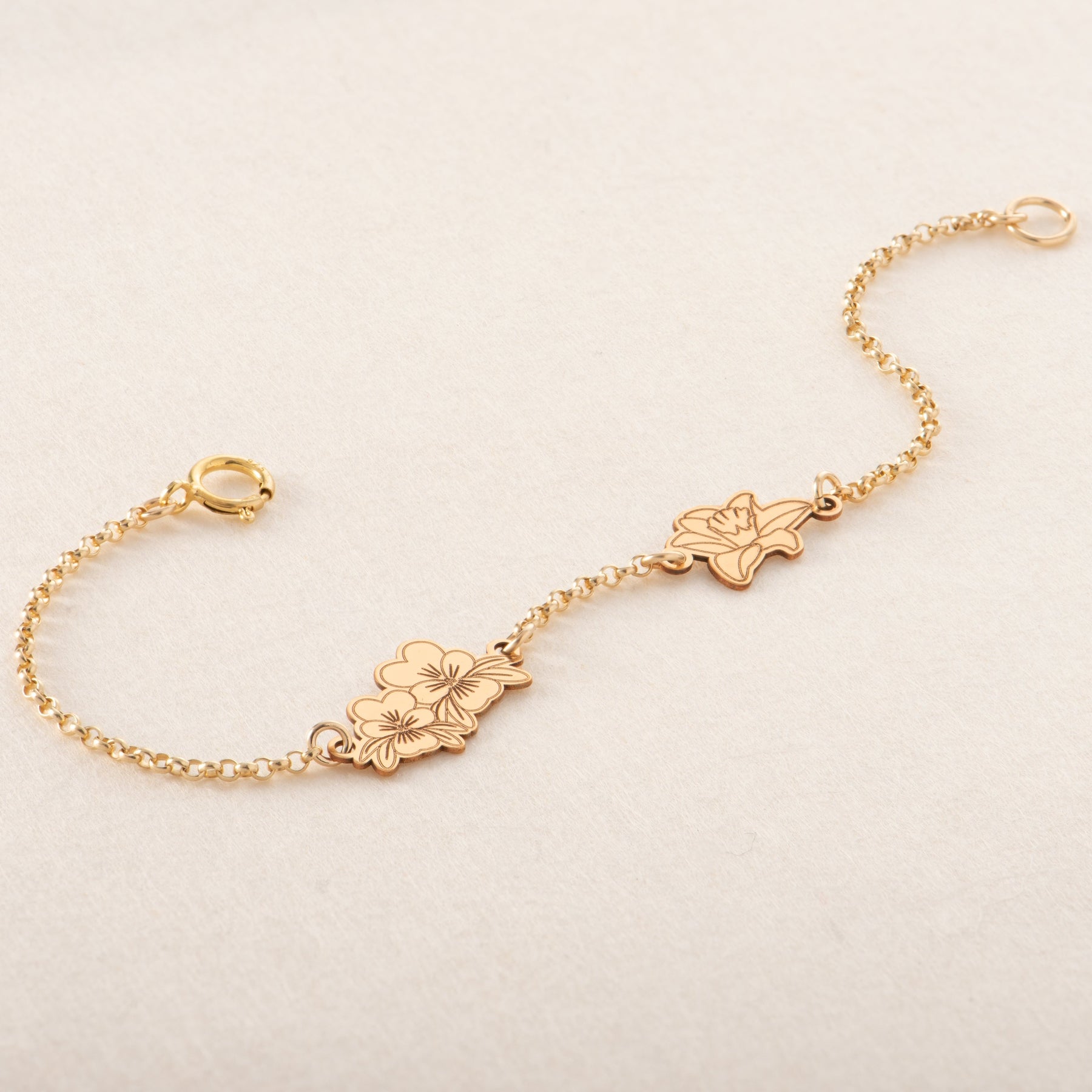 Birth Flower Bracelet 14K Gold Fill / 6-6.5
