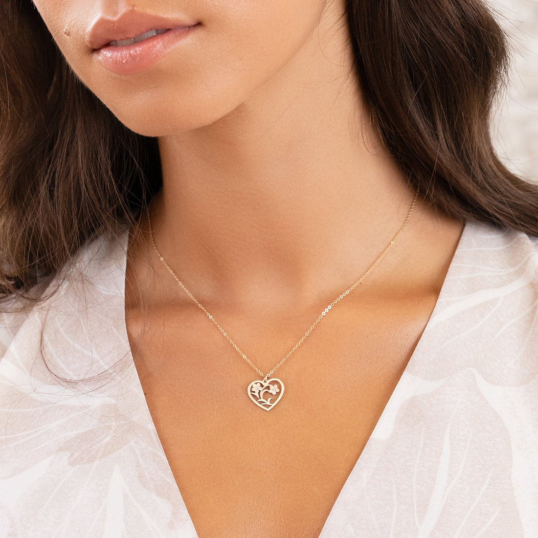 Floral Heart Pendant Necklace