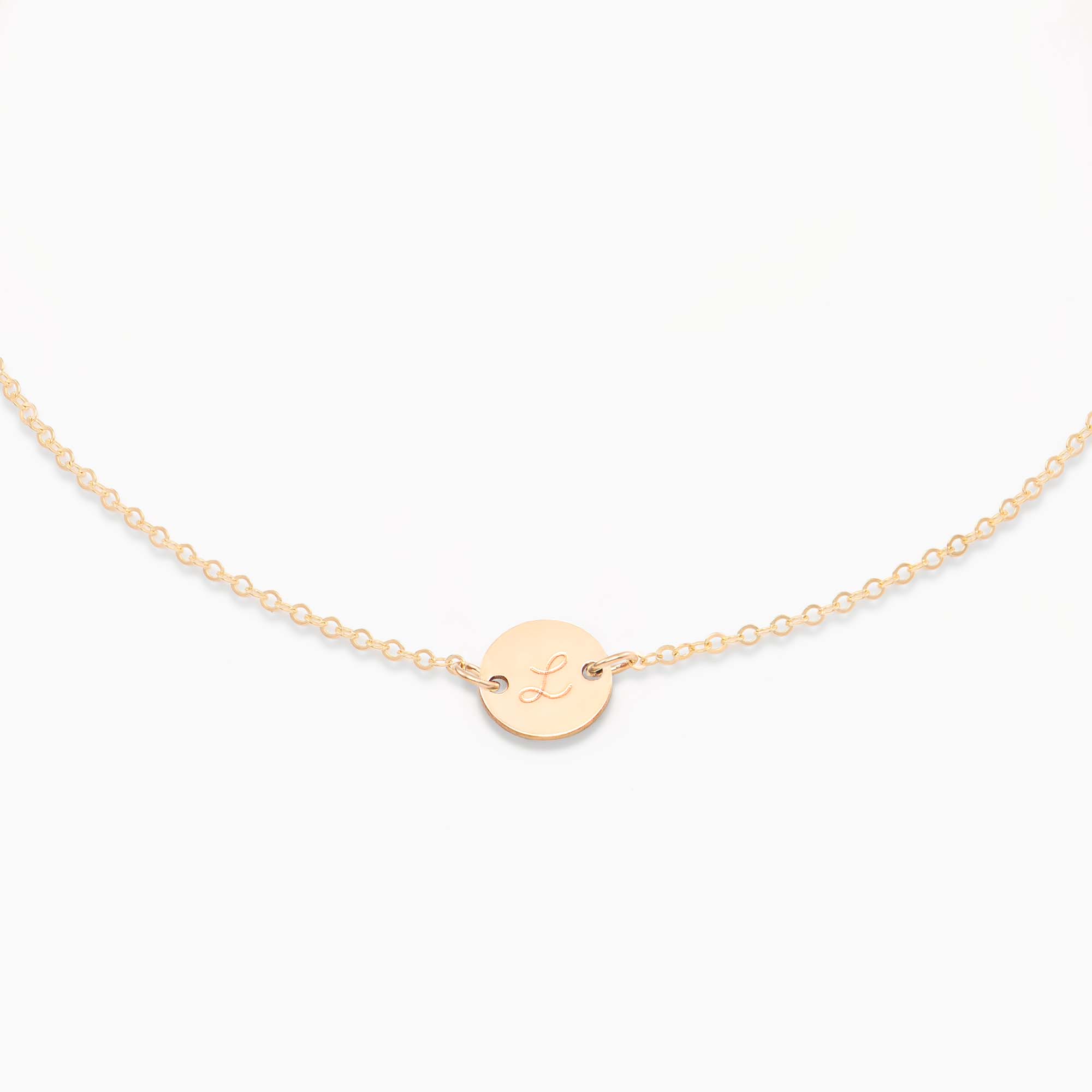 Initial Disc Pendant Necklace