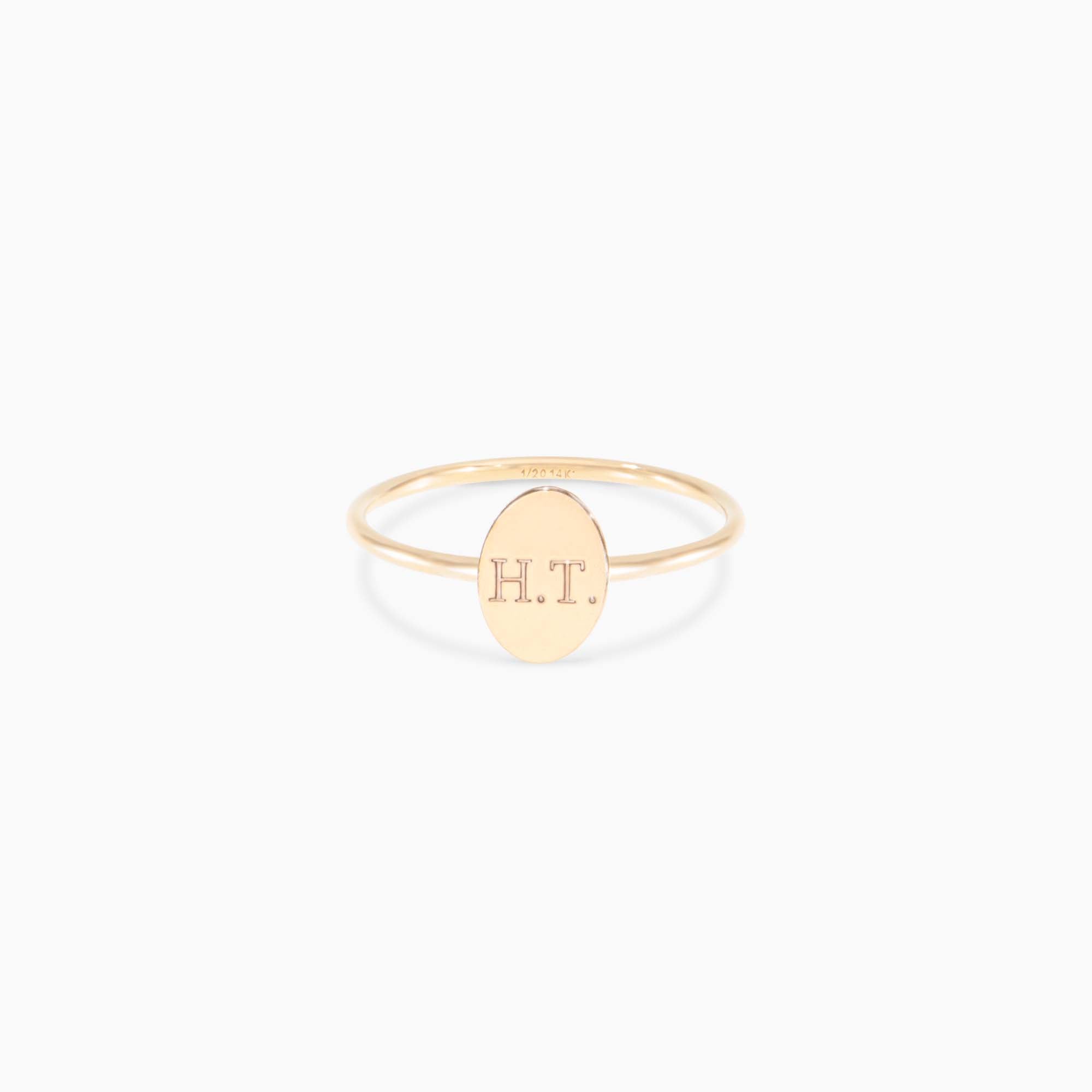 Oval Initial Disc Ring