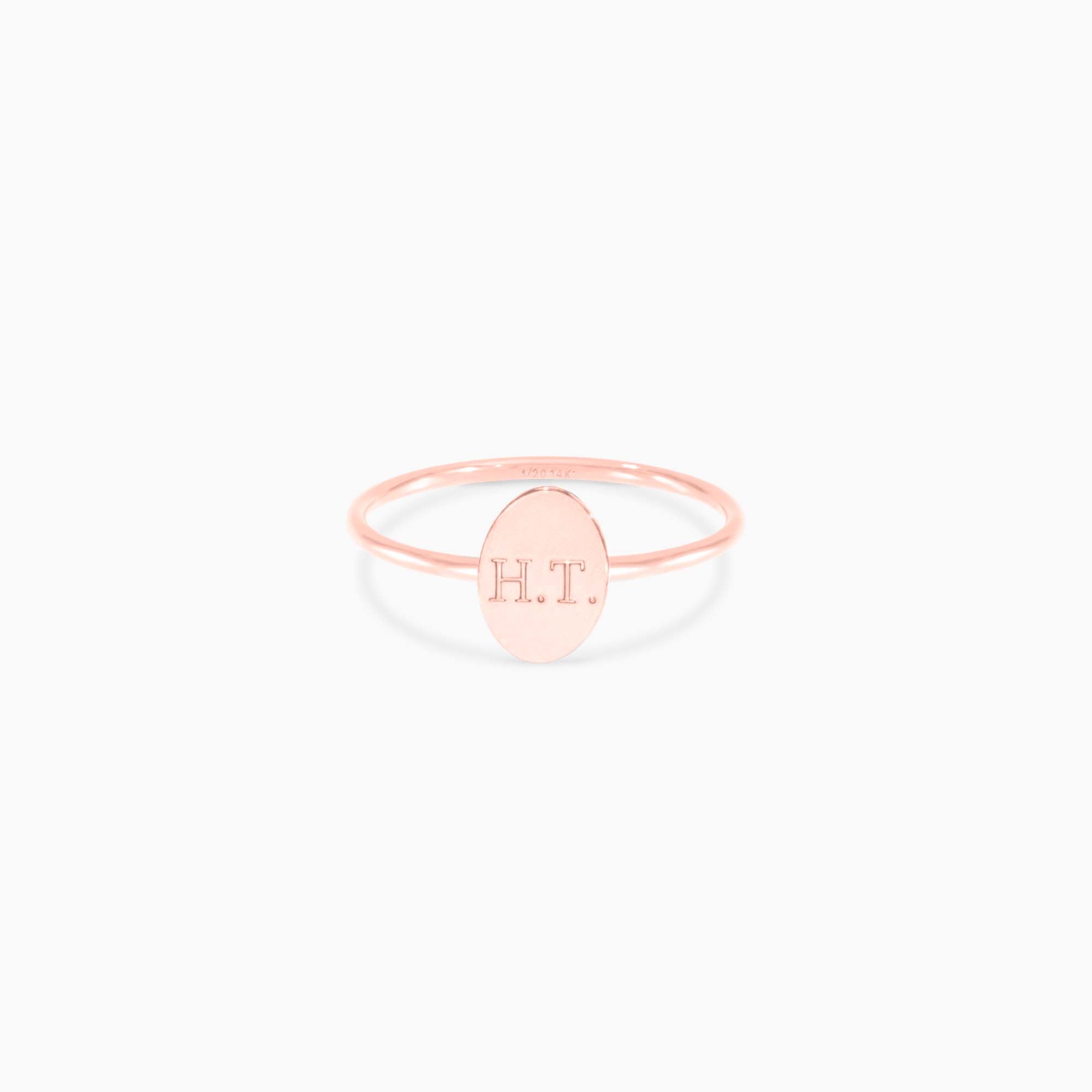 Oval Initial Disc Ring