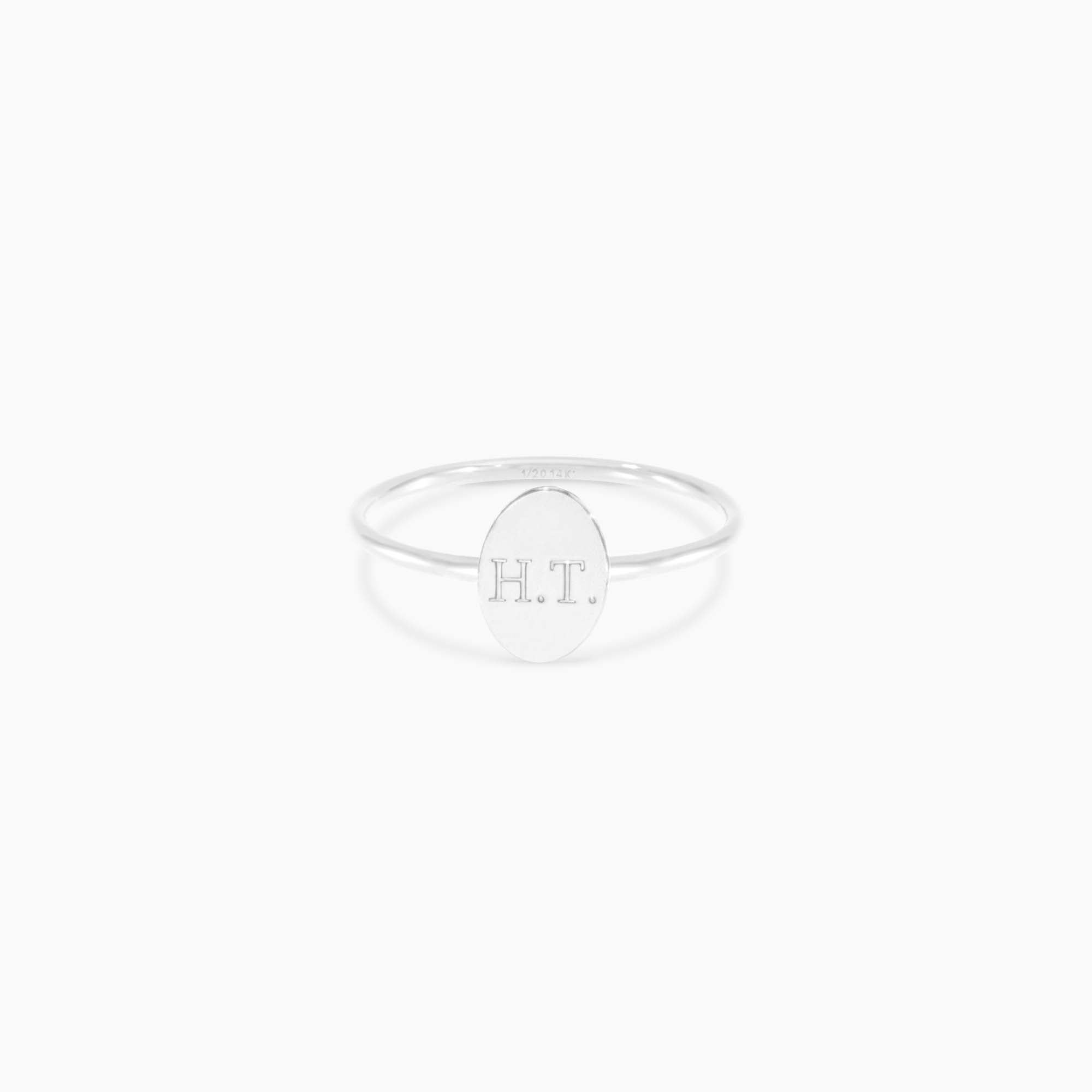 Oval Initial Disc Ring