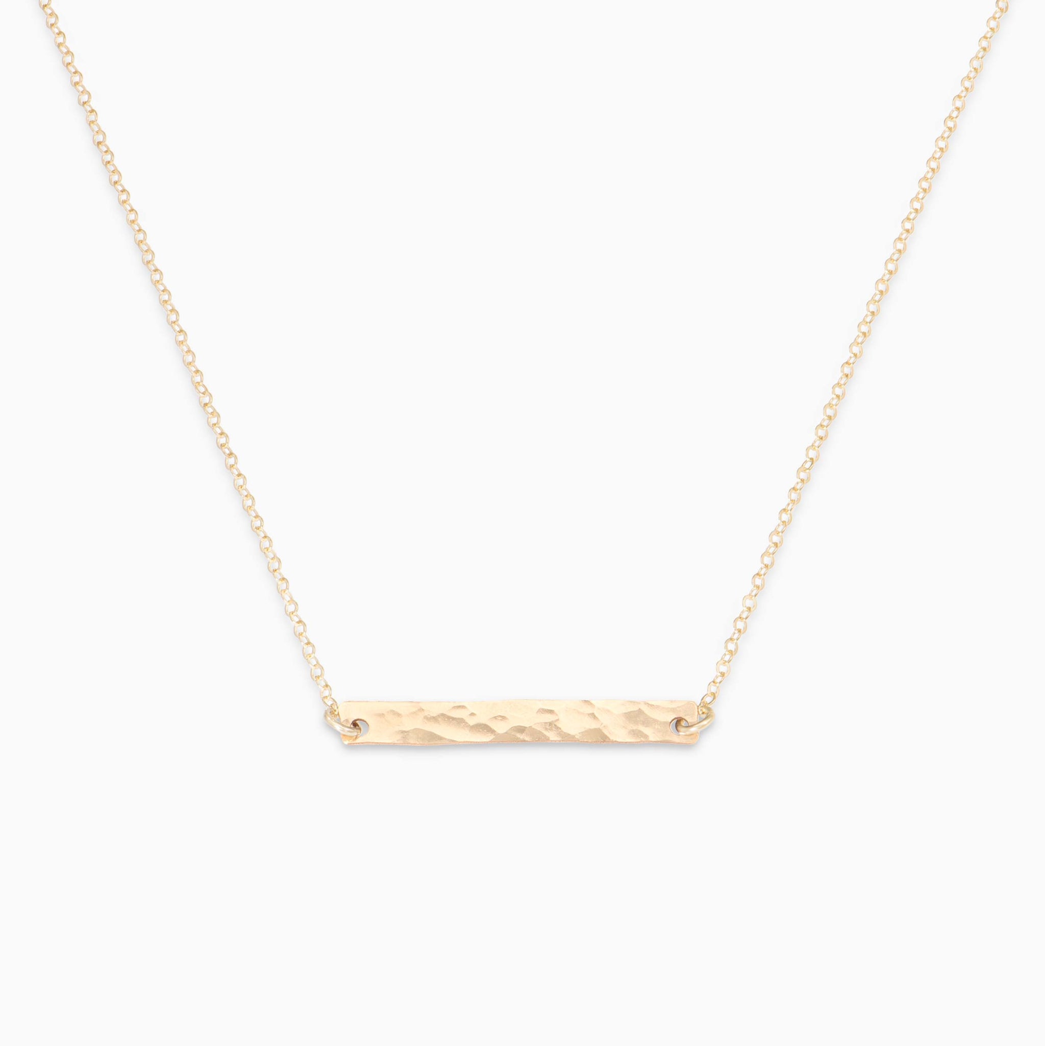 Hammered Bar Pendant Necklace
