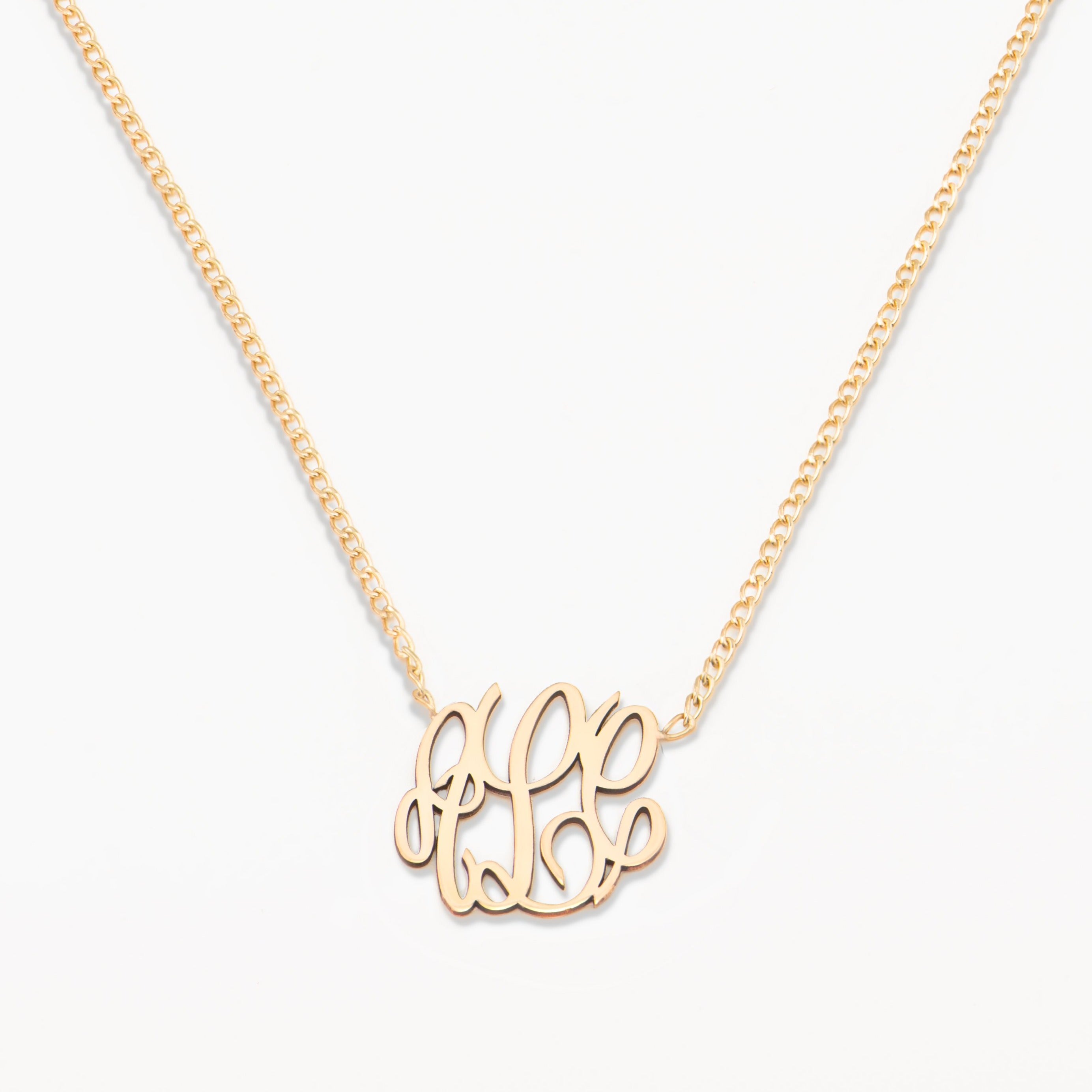Monogram Necklace w/ Curb Chain