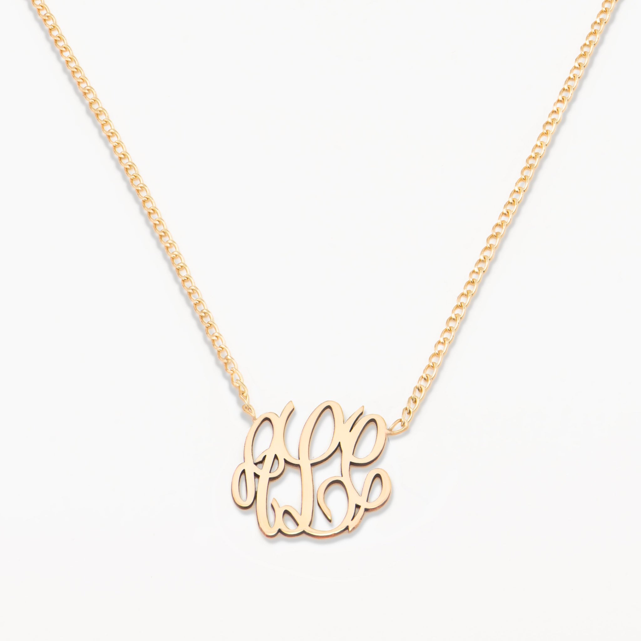 Monogram Necklace w/ Curb Chain