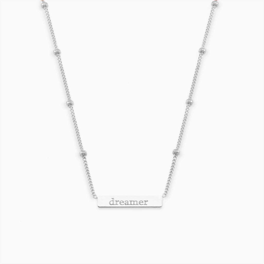Tiny Bar Pendant Beady Necklace