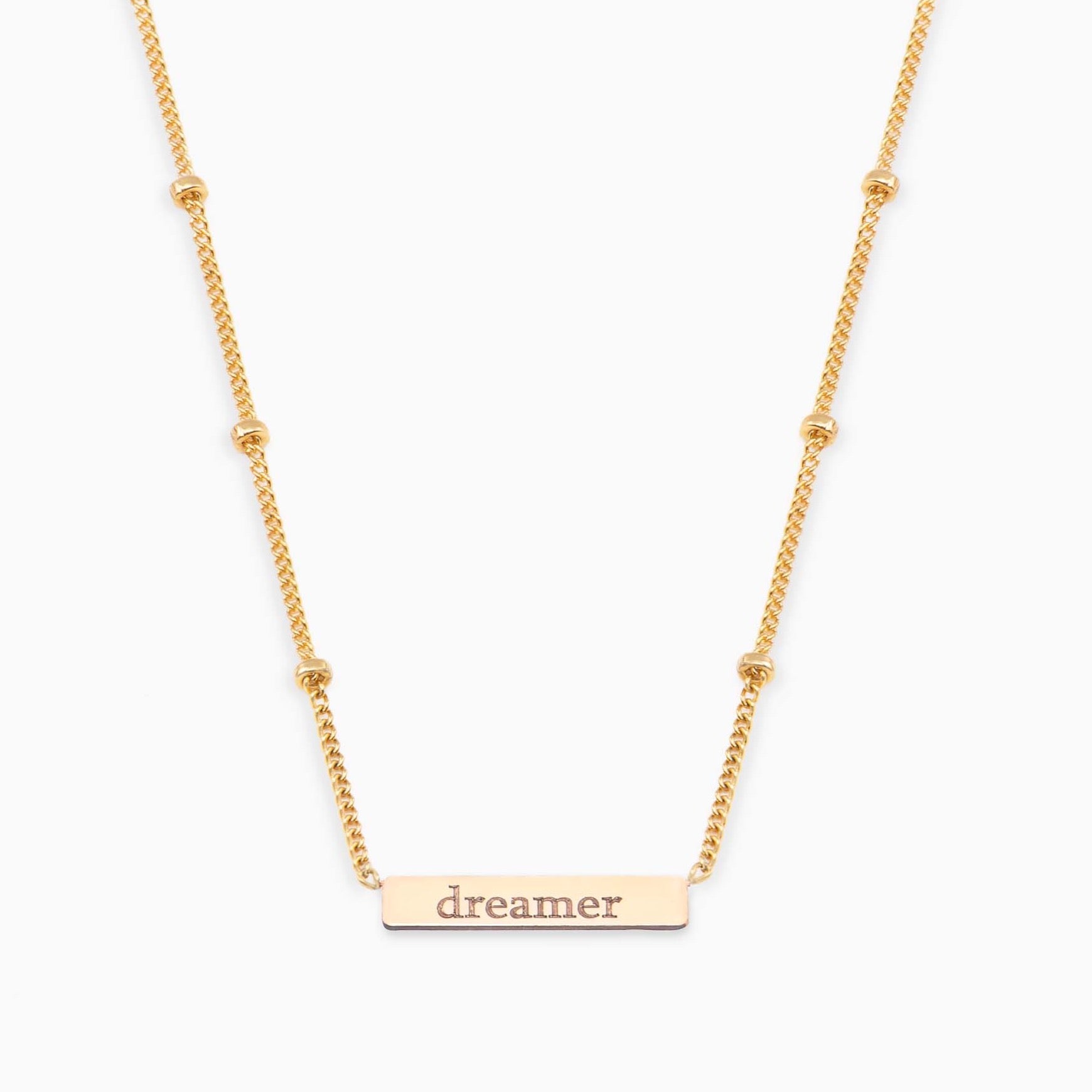 Tiny Bar Necklace w/ Satellite Chain
