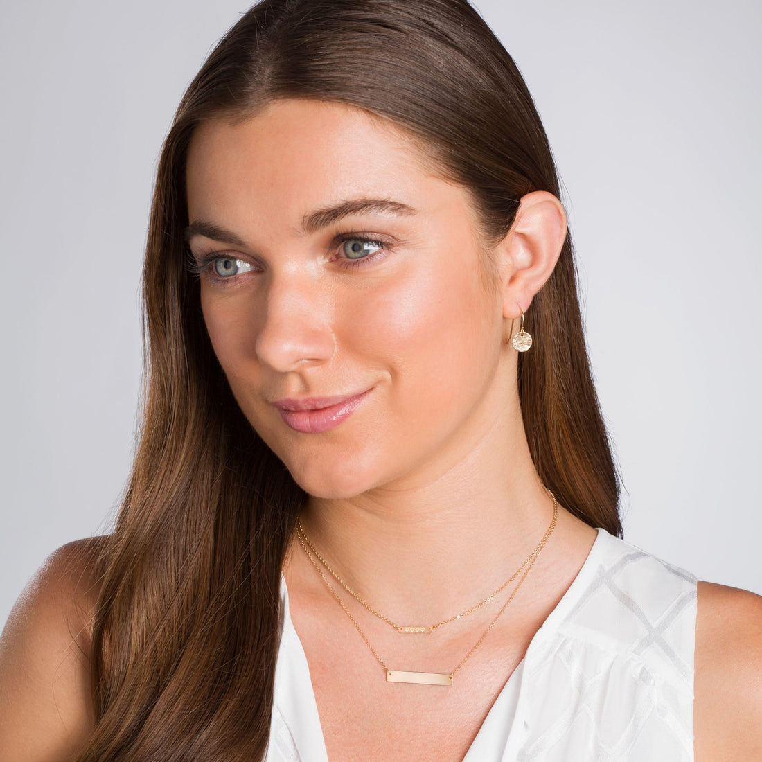 Hammered Disc Drop Earrings
