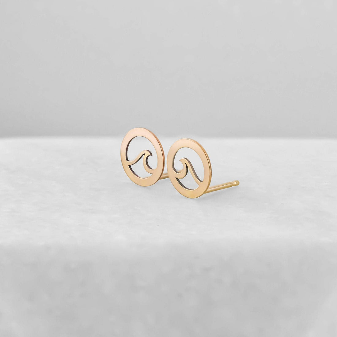 Gold Wave Stud Earrings