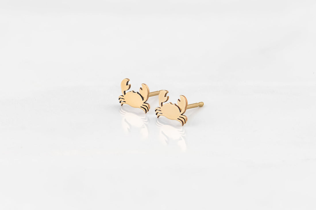 Crab Stud Earrings • Crab Earrings • Crab Jewelry • Gold, Rose Gold, Silver Earrings • Stud Earrings • Gift for Her • Cute Earrings