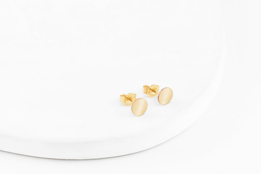 Circle Disc Stud Earrings
