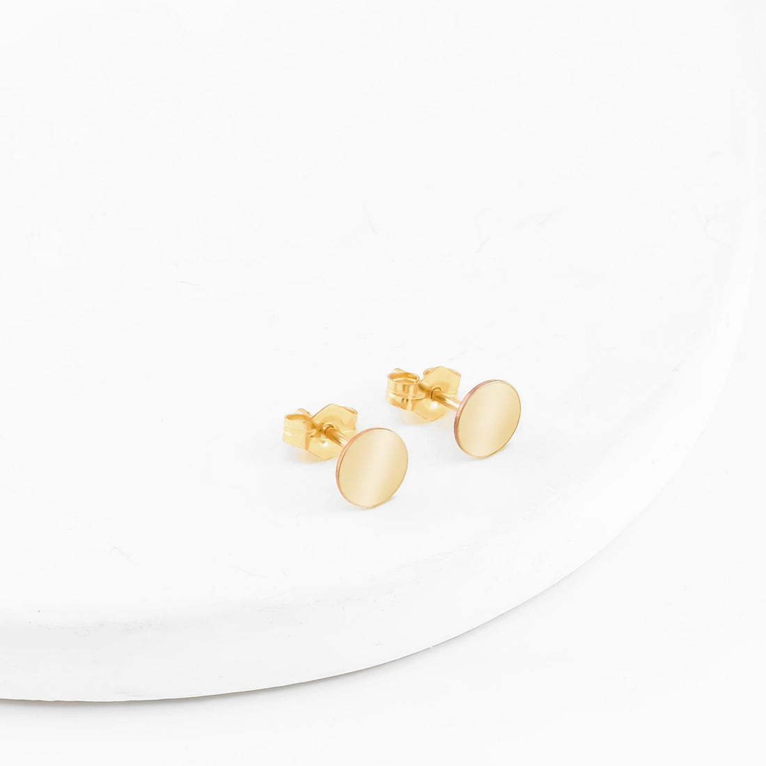 Gold Circle Stud Earrings
