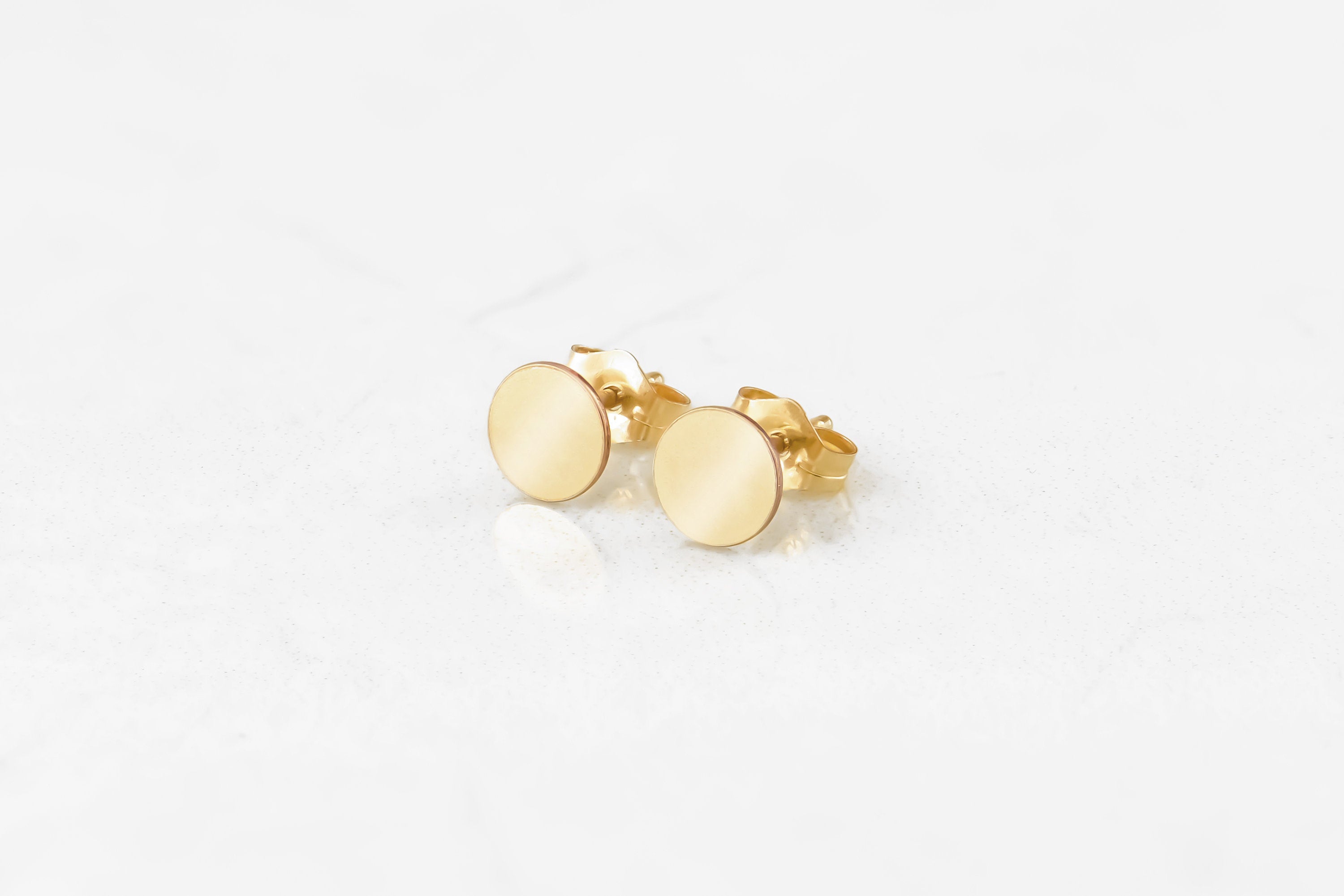 Circle Disc Stud Earrings
