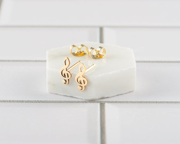 Treble Clef Earring, Music Earring, Gold Earring, Rose Gold Earring or Silver Earring. Bridesmaid Gift, Mother's Day Gift, Graduation Gift.