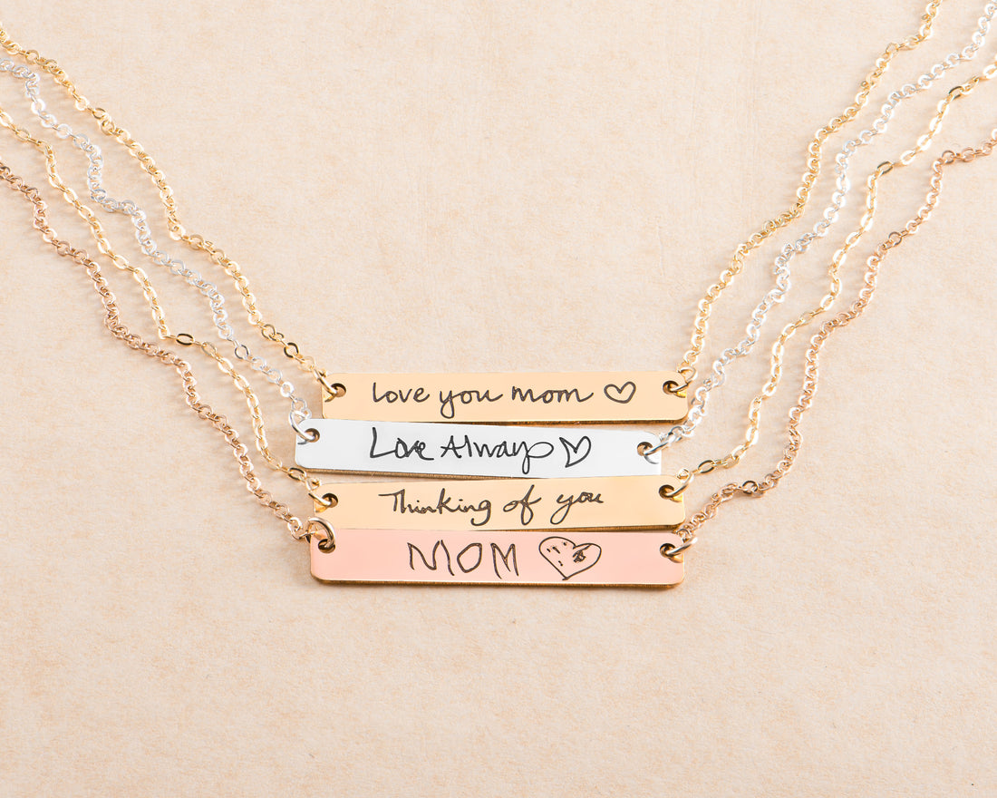 Your Handwritten Bar Gold Bar Necklace