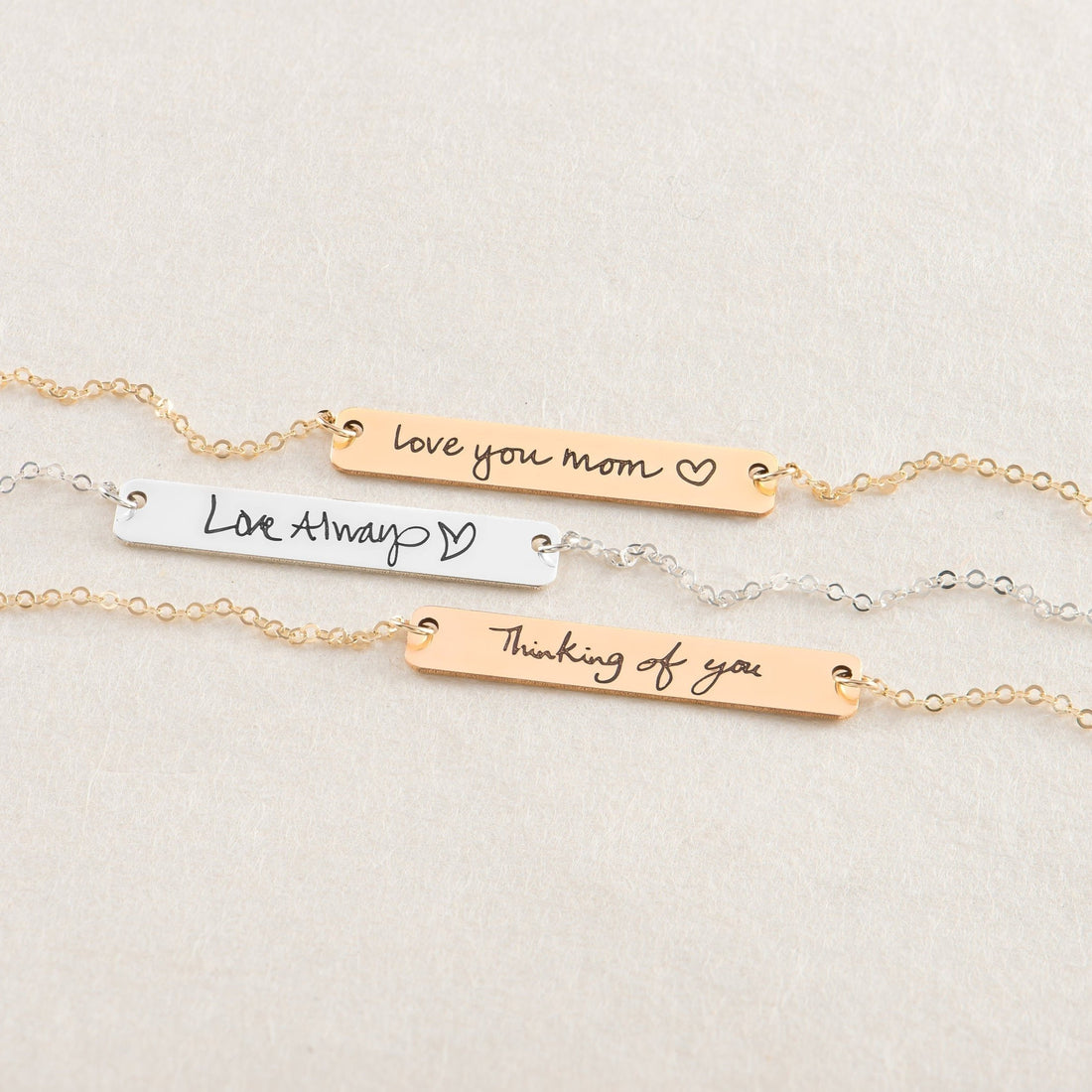 Your Handwritten Bar Gold Bar Necklace