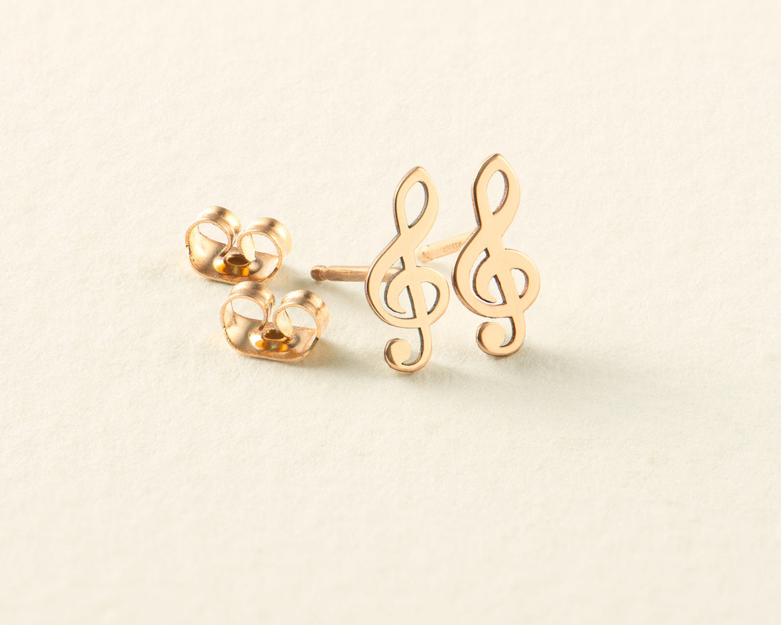 Treble Clef Earring, Music Earring, Gold Earring, Rose Gold Earring or Silver Earring. Bridesmaid Gift, Mother's Day Gift, Graduation Gift.