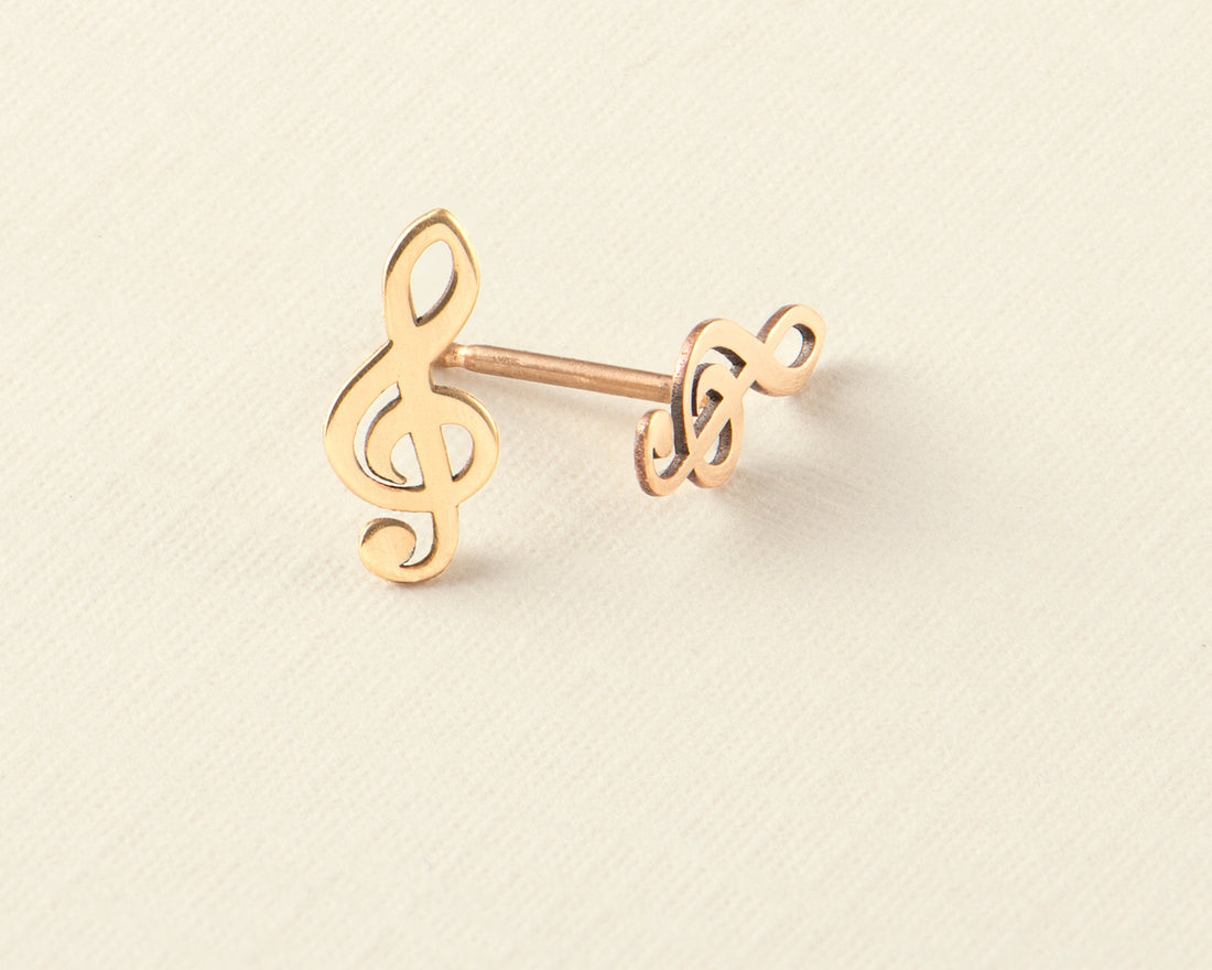 Treble Clef Earring, Music Earring, Gold Earring, Rose Gold Earring or Silver Earring. Bridesmaid Gift, Mother's Day Gift, Graduation Gift.
