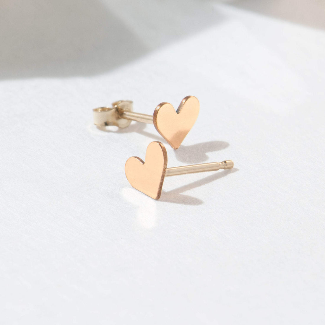 Gold Heart Stud Earrings
