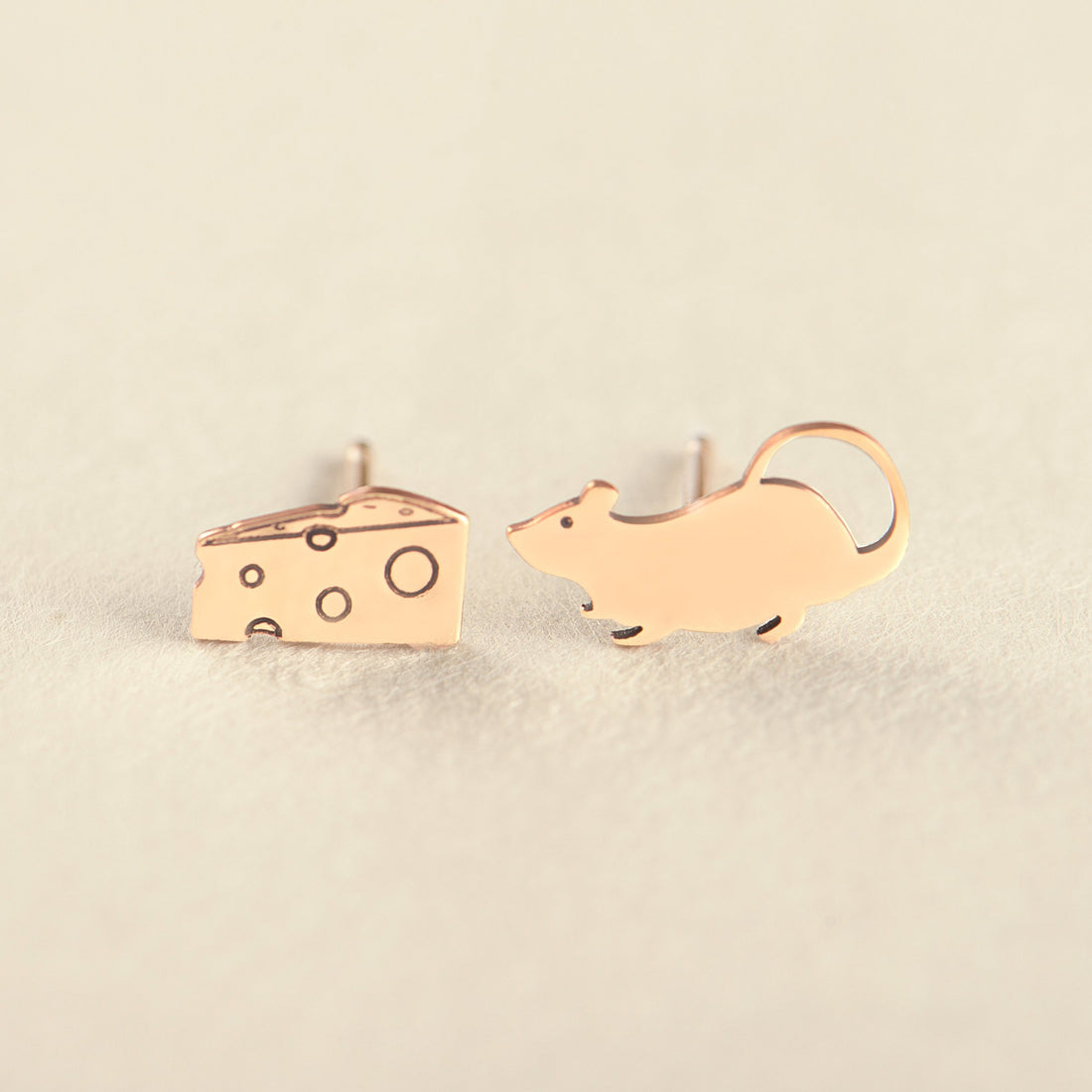 Mouse And Cheese Stud Earrings