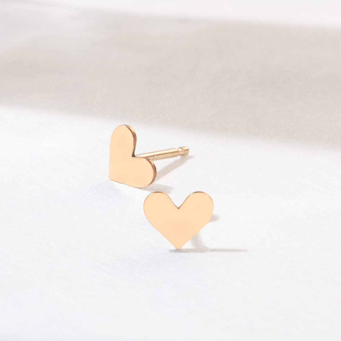 Gold Heart Stud Earrings