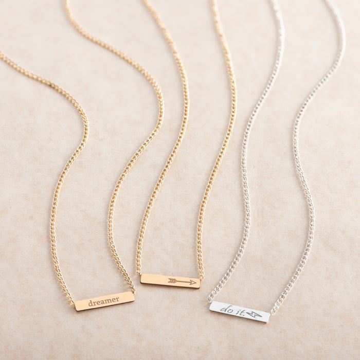 Tiny Bar Necklace w/ Curb Chain