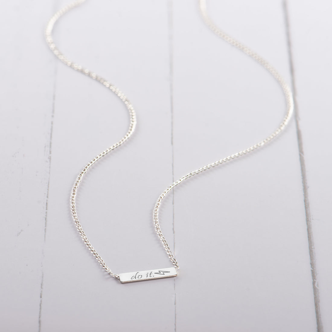 Tiny Bar Necklace w/ Curb Chain