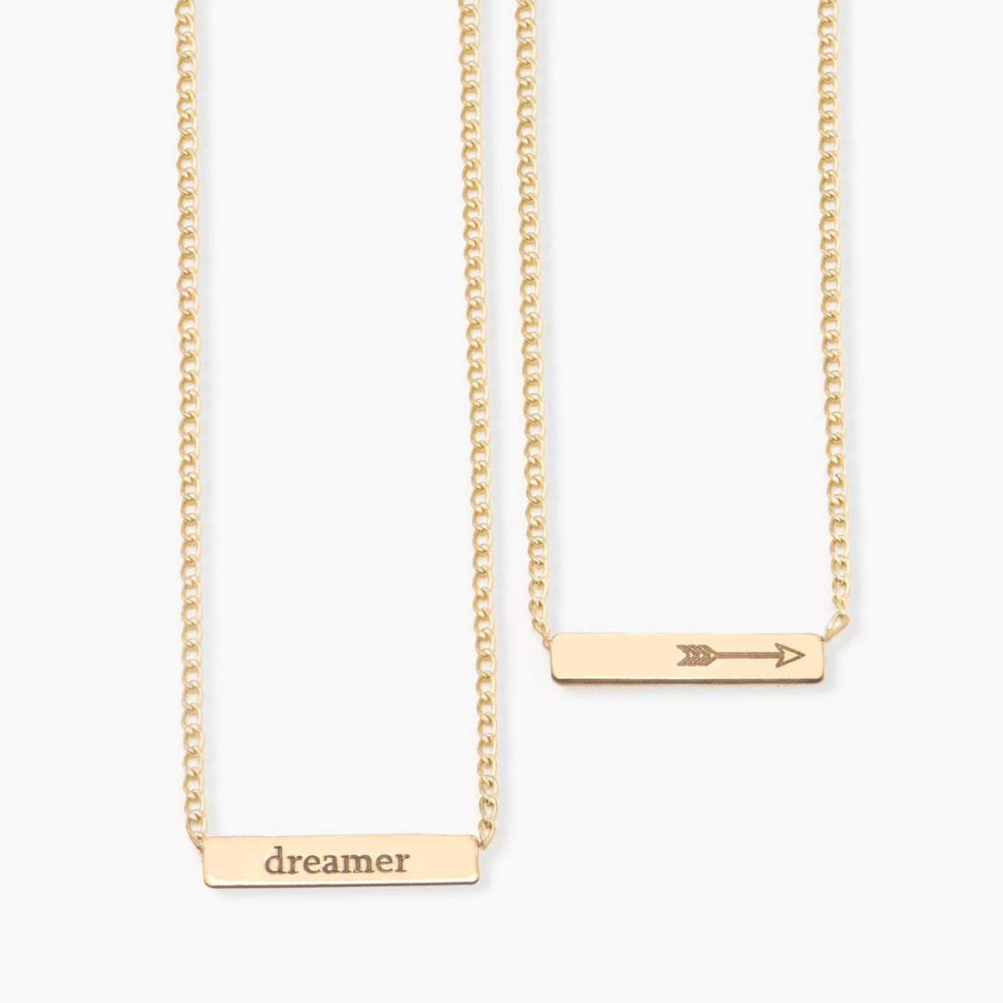 Tiny Bar Necklace w/ Curb Chain