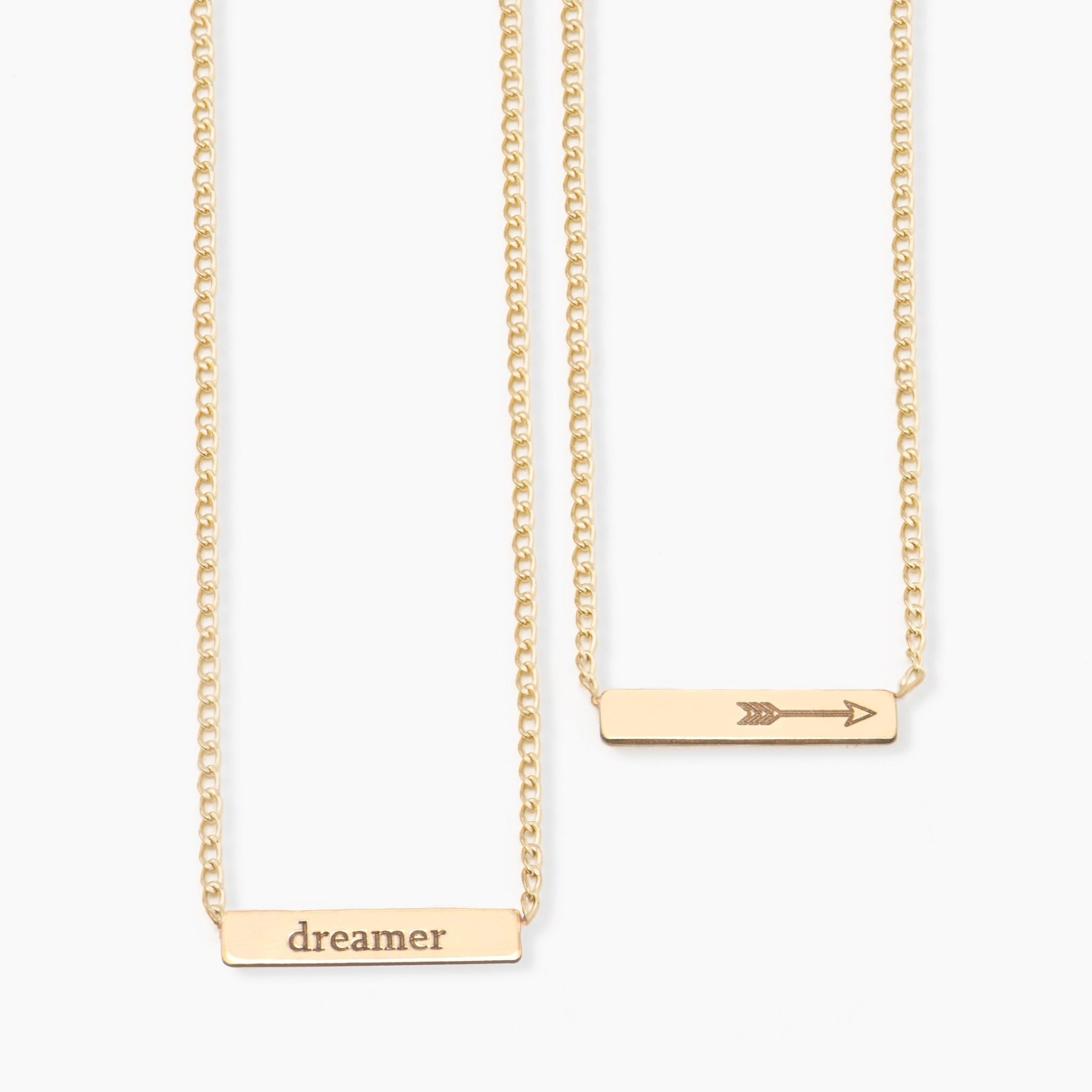 Tiny Bar Necklace w/ Curb Chain